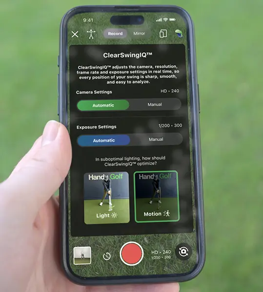 The ClearSwingIQ™ settings are easy to use allowing you to focus on your swing